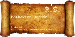 Matkovics Dezső névjegykártya