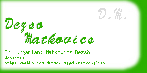 dezso matkovics business card